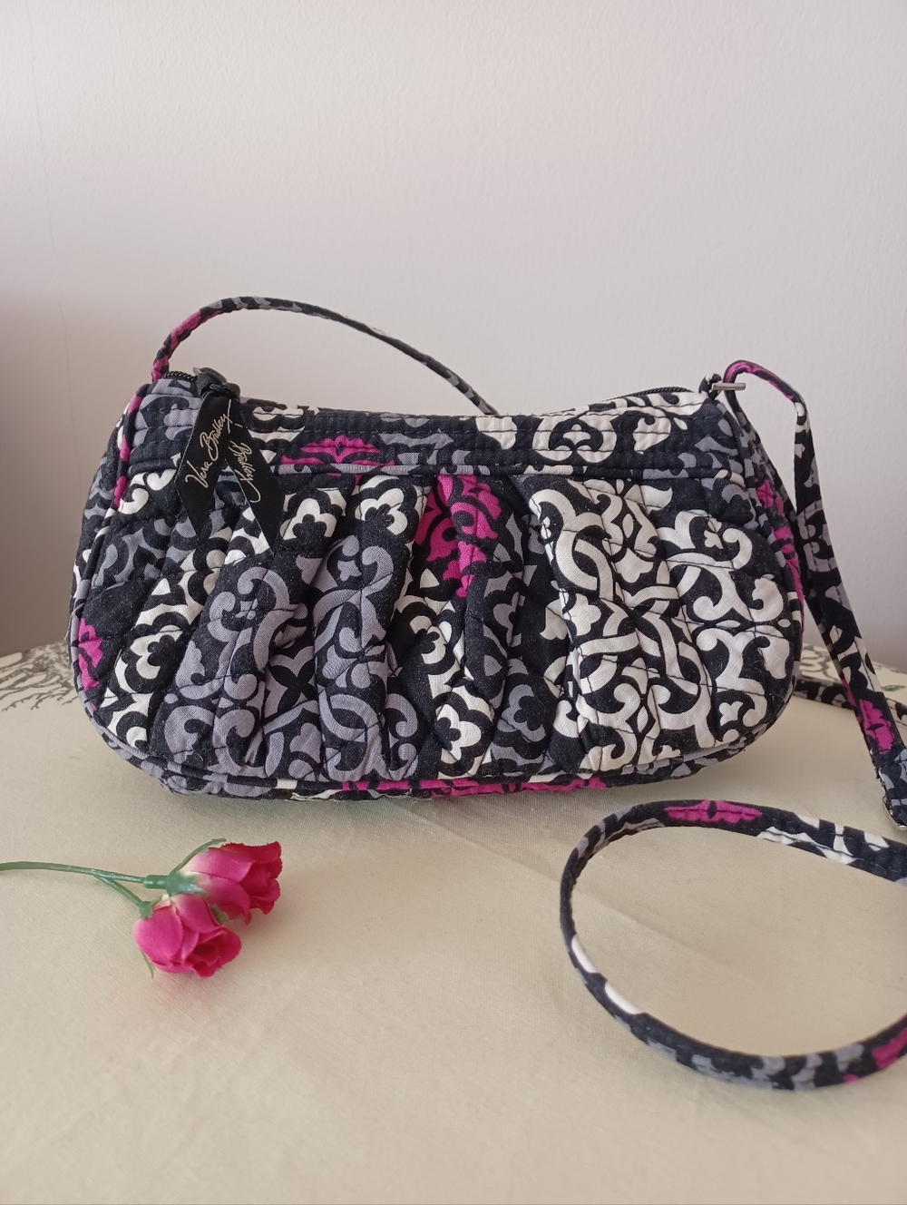Vera Bradley Frannie Crescent Grossbody In Canterberry Magenta